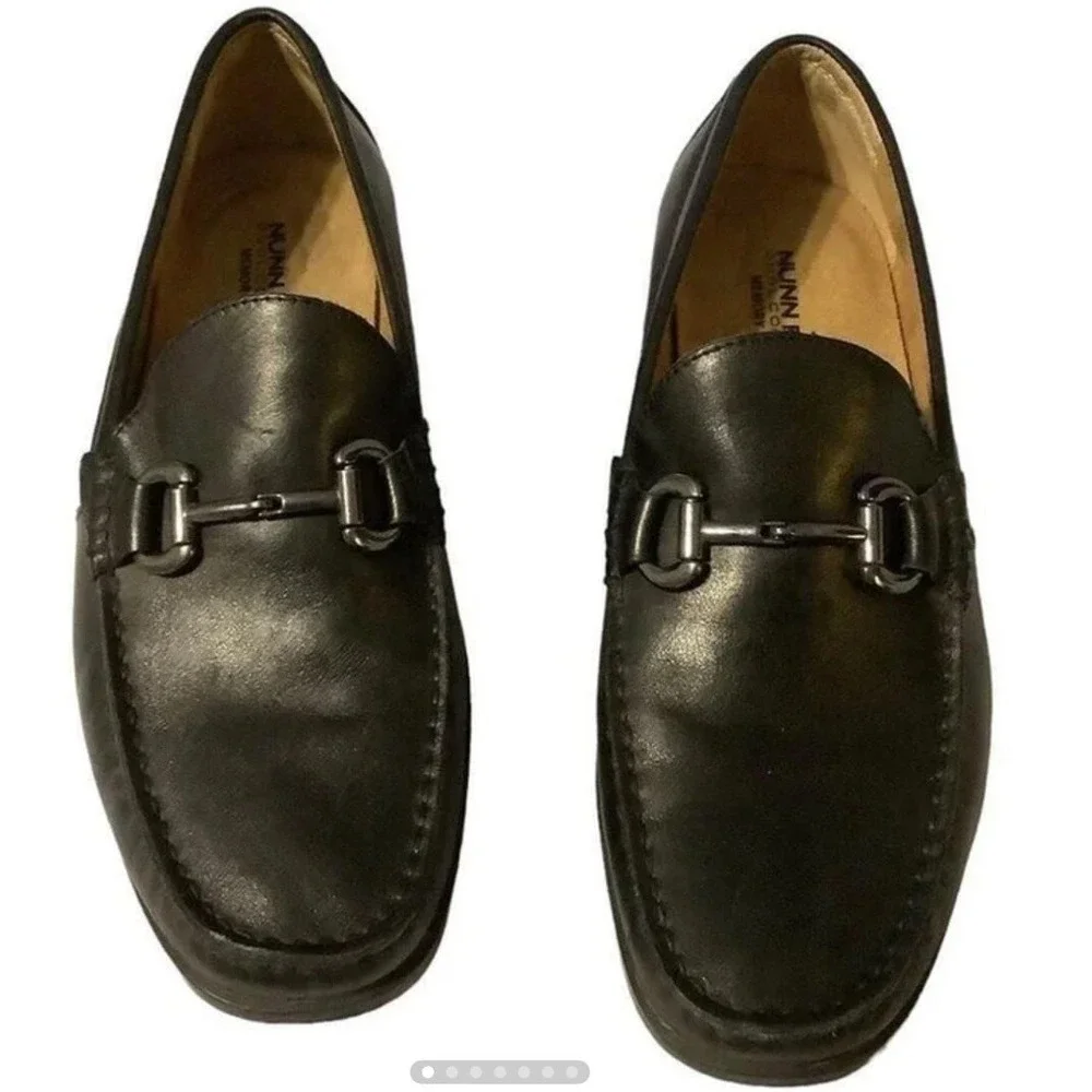 Nunn Bush‎ Men's Black Leather Slip-on Horse Bit Loafers Sz 8.5M (2400-men1)